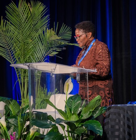 Carolyn Jones At The Podium