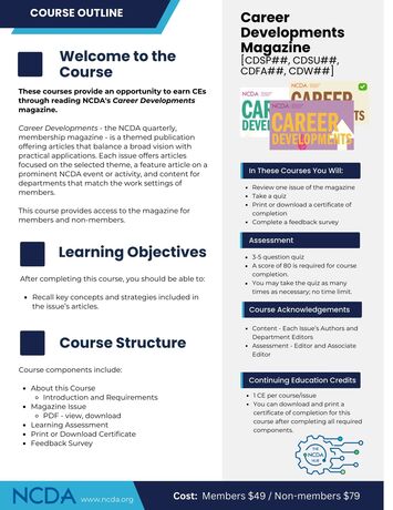 The NCDA Hub Course Outline Career Developments
