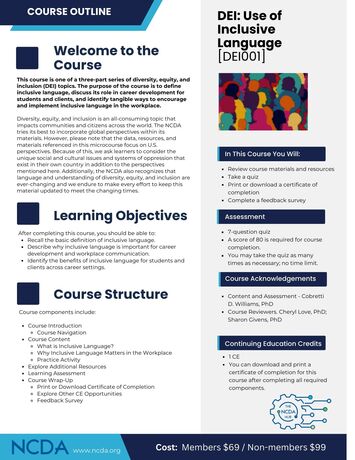 The NCDA Hub Course Outline DEI Inclusive Language