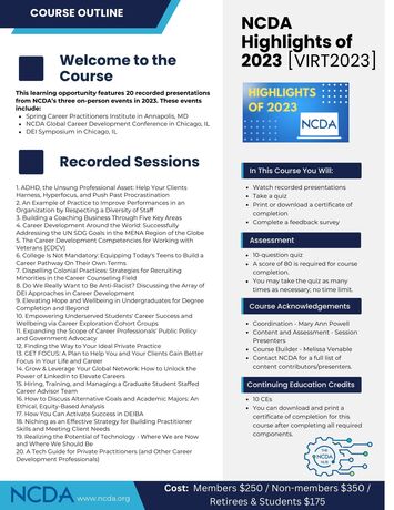 The NCDA Hub Course Outline NCDA Highlights of 2023